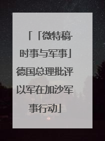 「微特稿·时事与军事」德国总理批评以军在加沙军事行动