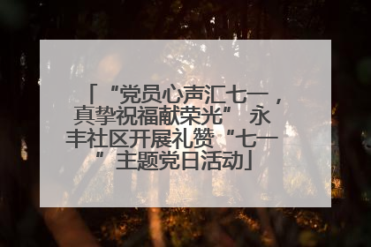 “党员心声汇七一，真挚祝福献荣光” 永丰社区开展礼赞“七一”主题党日活动