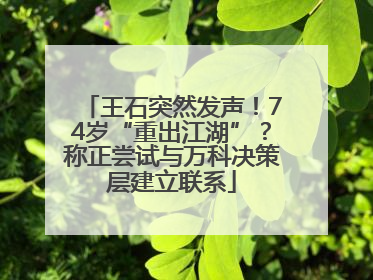 王石突然发声！74岁“重出江湖”？称正尝试与万科决策层建立联系