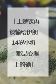 王楚钦再谈输给伊朗14岁小将：都是心理上的输