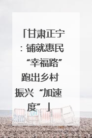 甘肃正宁：铺就惠民“幸福路” 跑出乡村振兴“加速度”