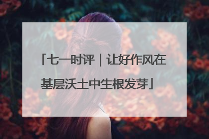 七一时评｜让好作风在基层沃土中生根发芽