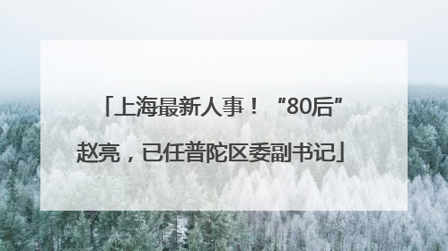 上海最新人事！“80后”赵亮，已任普陀区委副书记