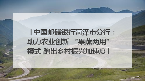 中国邮储银行菏泽市分行：助力农业创新 “果蔬两用”模式 跑出乡村振兴加速度