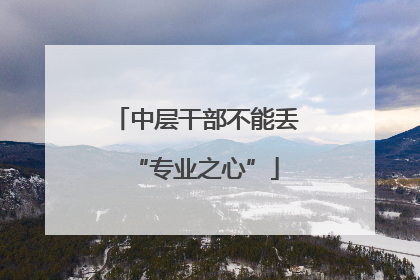 中层干部不能丢“专业之心”