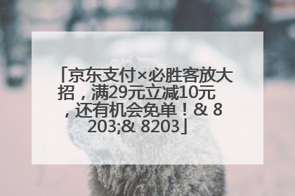 京东支付×必胜客放大招，满29元立减10元，还有机会免单！& 8203;& 8203