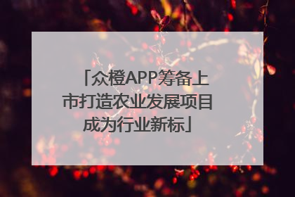 众橙APP筹备上市打造农业发展项目成为行业新标
