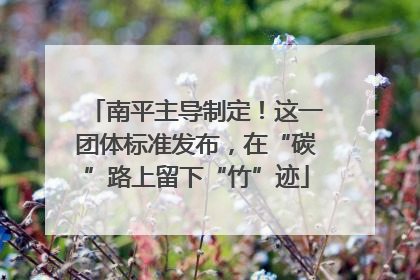 南平主导制定！这一团体标准发布，在“碳”路上留下“竹”迹