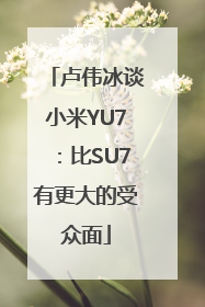 卢伟冰谈小米YU7：比SU7有更大的受众面