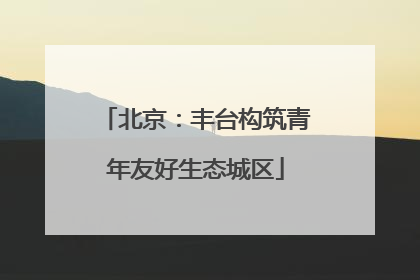 北京：丰台构筑青年友好生态城区