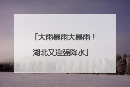 大雨暴雨大暴雨！湖北又迎强降水