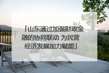 山东通过加强财政金融的协同联动 为民营经济发展加力赋能
