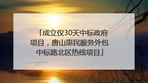 成立仅30天中标政府项目，唐山惠民服务外包中标路北区热线项目
