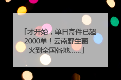 才开始，单日寄件已超2000单！云南野生菌火到全国各地……