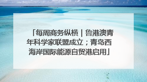 每周商务纵横｜鲁港澳青年科学家联盟成立；青岛西海岸国际能源自贸港启用