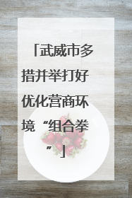 武威市多措并举打好优化营商环境“组合拳”