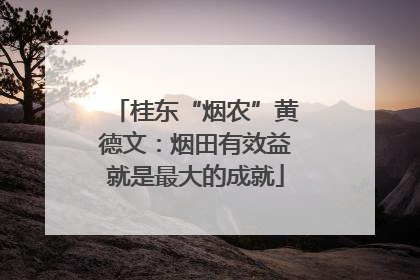桂东“烟农”黄德文：烟田有效益就是最大的成就