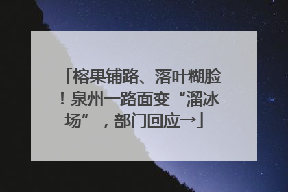 榕果铺路、落叶糊脸！泉州一路面变“溜冰场”，部门回应→