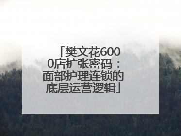 樊文花6000店扩张密码：面部护理连锁的底层运营逻辑