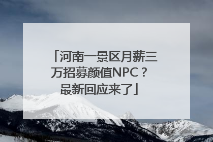 河南一景区月薪三万招募颜值NPC？最新回应来了