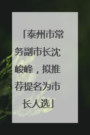 泰州市常务副市长沈峻峰，拟推荐提名为市长人选