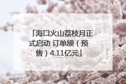 海口火山荔枝月正式启动 订单额（预售）4.11亿元