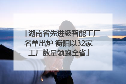 湖南省先进级智能工厂名单出炉 衡阳以32家工厂数量领跑全省