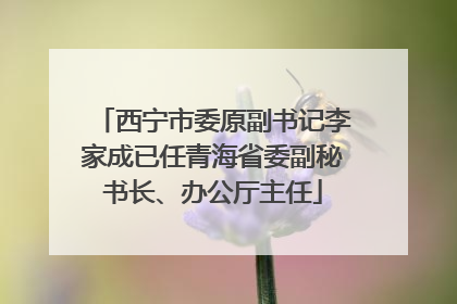 西宁市委原副书记李家成已任青海省委副秘书长、办公厅主任