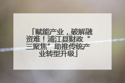 赋能产业，破解融资难！浦江县财政“三聚焦”助推传统产业转型升级