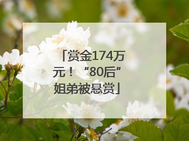 赏金174万元！“80后”姐弟被悬赏