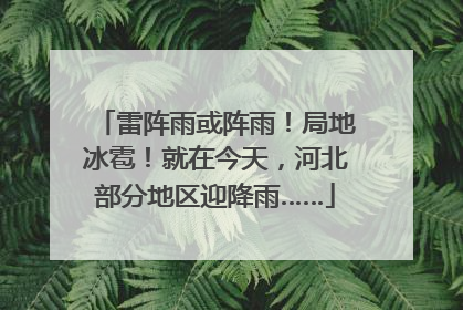 雷阵雨或阵雨！局地冰雹！就在今天，河北部分地区迎降雨……