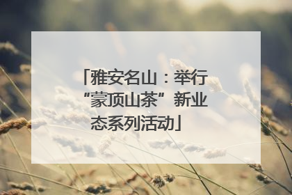 雅安名山：举行“蒙顶山茶”新业态系列活动