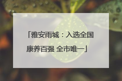 雅安雨城：入选全国康养百强 全市唯一