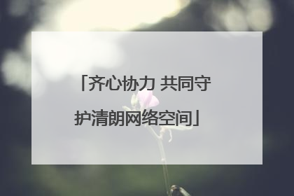 齐心协力 共同守护清朗网络空间