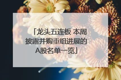 龙头五连板 本周披露并购重组进展的A股名单一览