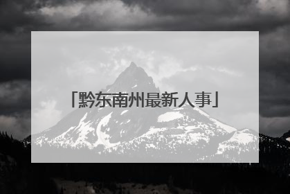 黔东南州最新人事