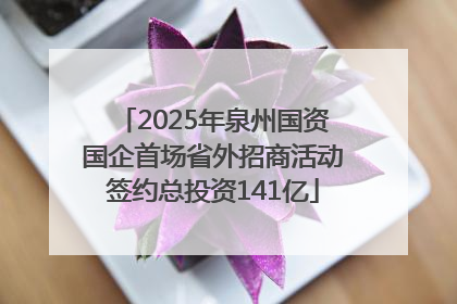 2025年泉州国资国企首场省外招商活动签约总投资141亿